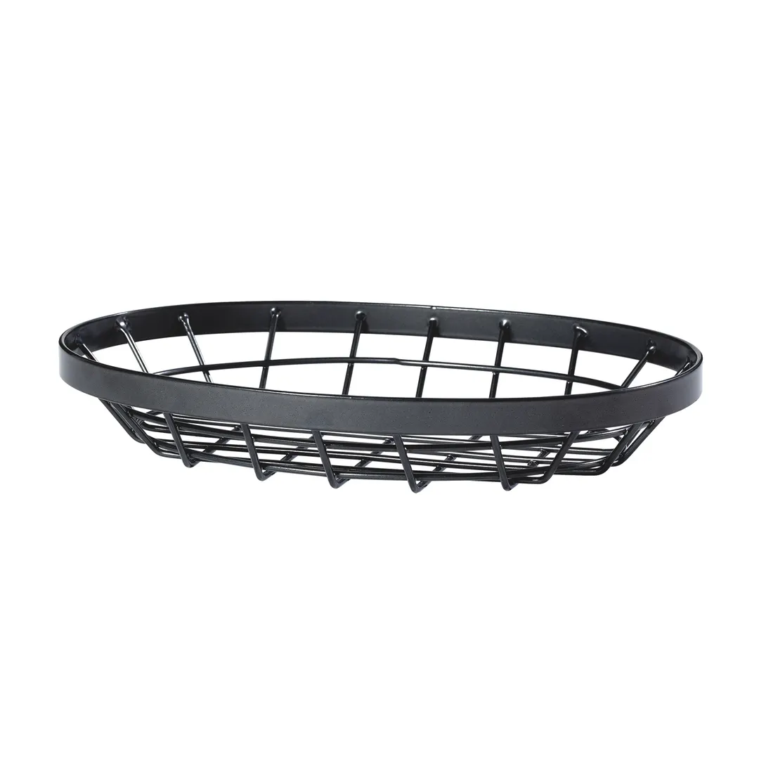 GET WB-961-MG Vector Food Serving Basket, 9" x 6" x 1 3/4", Oval, Wire, Metal Gray