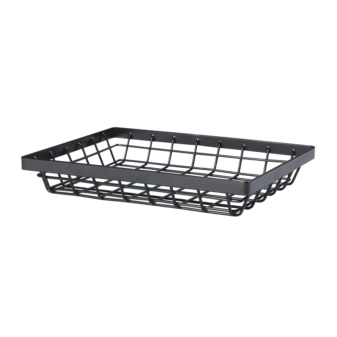 GET WB-971-MG Vector Food Serving Basket, 9" x 7" x 1 3/4", Rectangular, Wire, Metal Gray