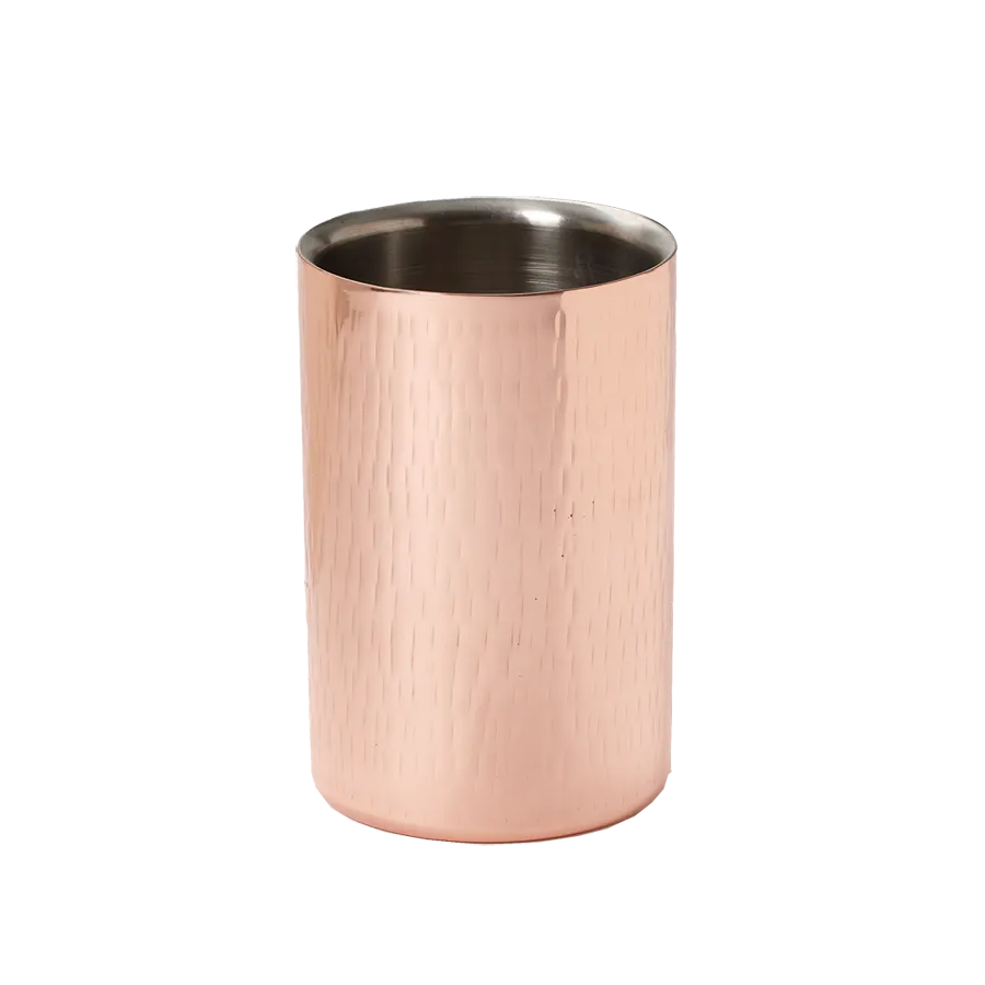 GET WC-55-WCPR/SS Wine Cooler – 1 Bottle, 5" Dia × 7-1/2" H, 16 oz. Rim, Insulated Copper SS, Wood