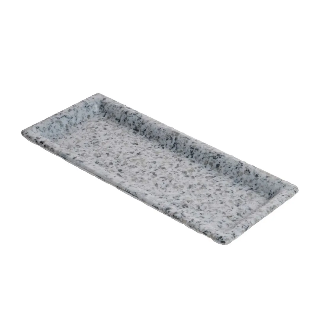 GET WDR103 Cheforward Tray – 9-3/5" x 3-1/8" Rectangular Gray Terrazzo Moonstone Melamine, BPA Free