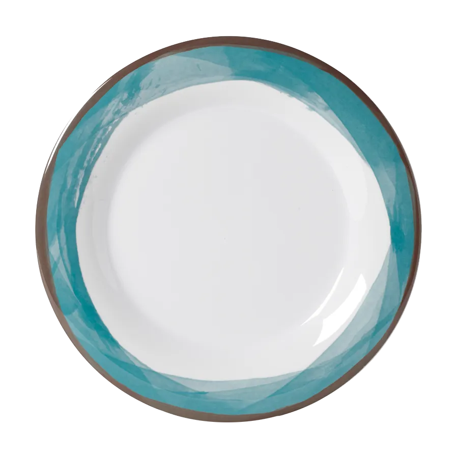 GET WP-10-DW-KNB Diamond White Plate, 10.5" Dia., Round Wide Rim, Melamine, Kanello Blue - Dozen