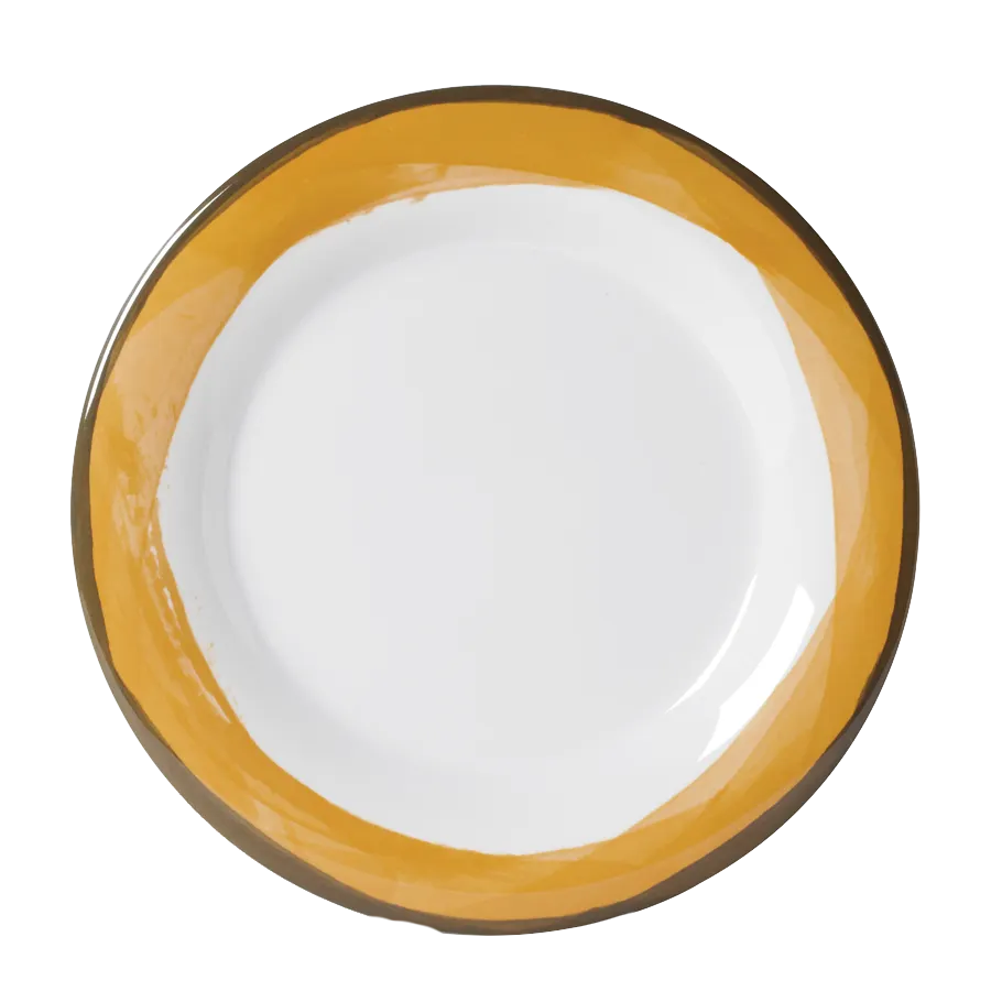 GET WP-10-DW-KNY Diamond White™ Plate, 10-1/2" Dia., Wide Rim, Melamine, Kanello Yellow - 1 Dozen