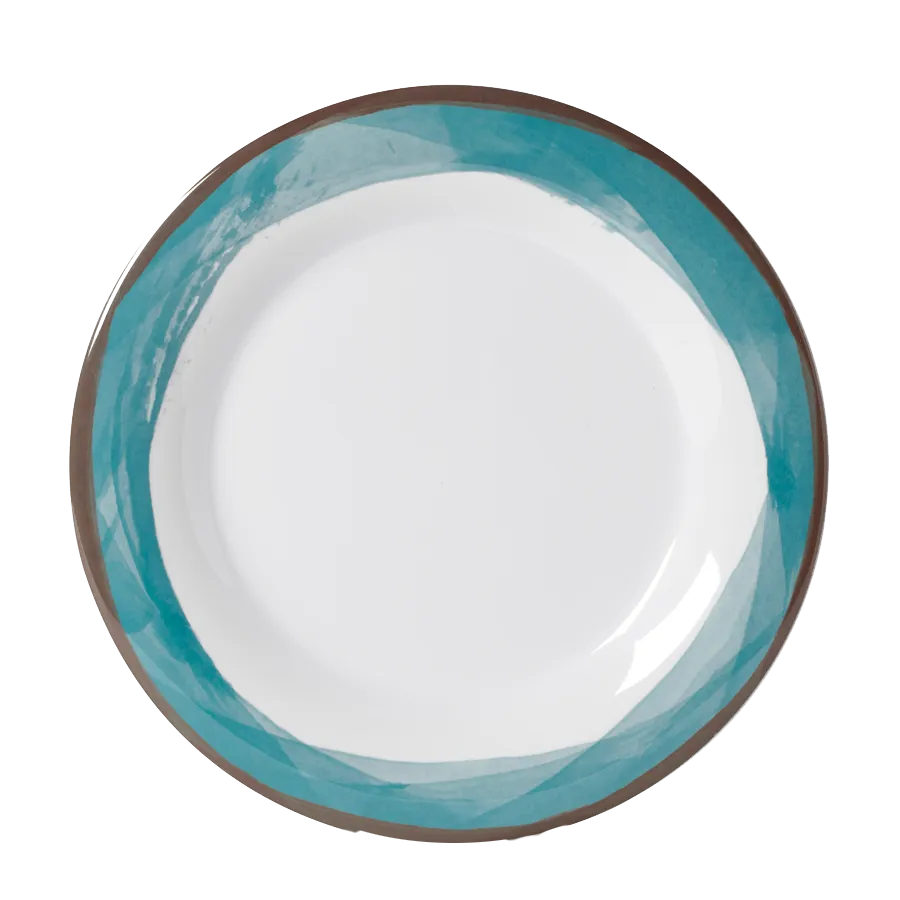 GET WP-7-DW-KNB - Diamond White 7.5" Round Wide‑Rim Melamine Plate in Kanello Blue - Dozen