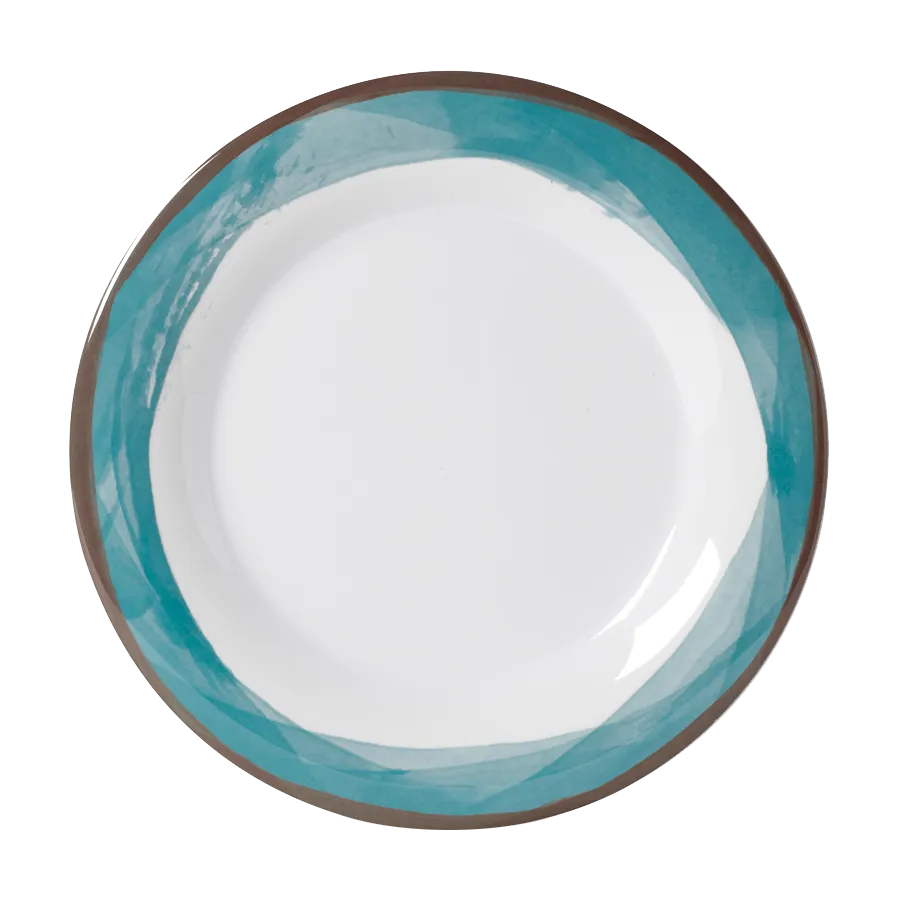GET WP-9-DW-KNB - Diamond White 9" Round Plate, Wide Rim, Melamine Blue, BPA‑Free, NSF - 1 Dozen