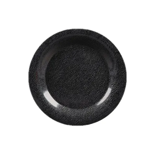 GET WP-9-EW-BK Etchedware™ Plate, 9" Round Wide Rim Melamine, Black, NSF - 1 Dozen