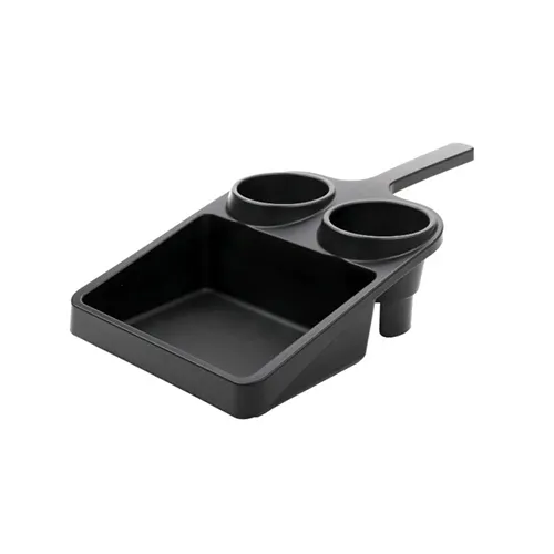 GET WST-1-BK Black Window Service Tray, 16.75" x 8.75" x 4" ABS, 3-Compartment, Double Cup Holder Handled