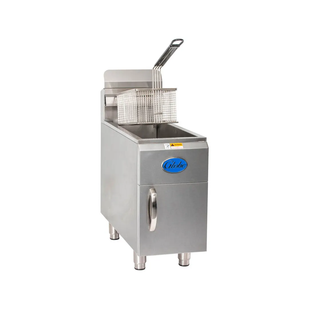 Globe GF15G Full Pot Countertop Gas Fryer w/ 15 lbs Capacity, 1 Basket, Natural Gas, 26,500 BTU