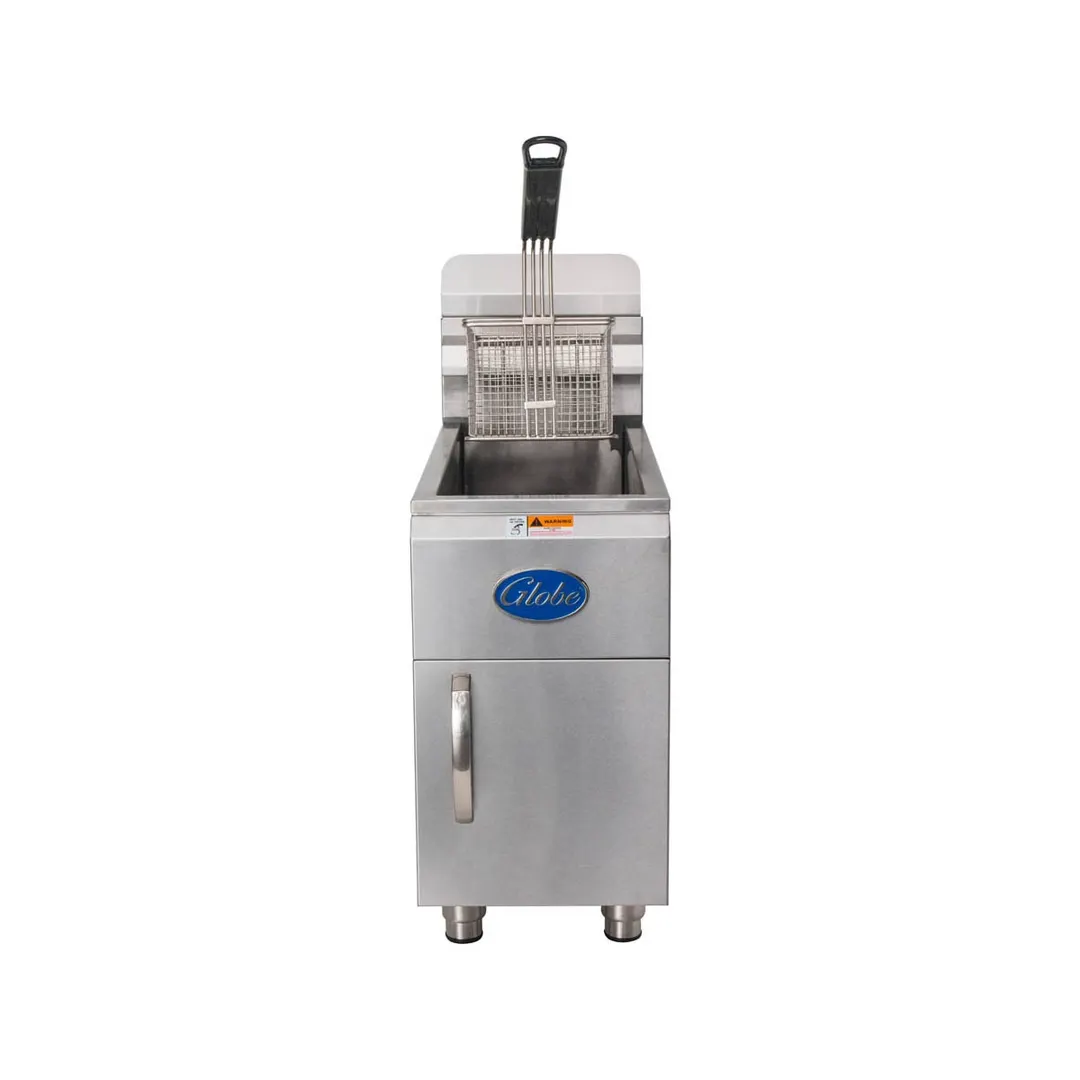 Globe GF15G Full Pot Countertop Gas Fryer w/ 15 lbs Capacity, 1 Basket, Natural Gas, 26,500 BTU