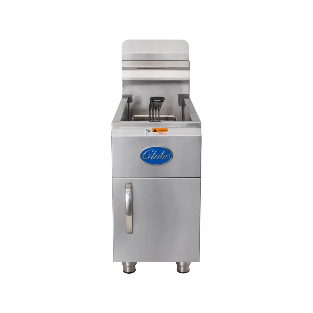 Globe GF15G Full Pot Countertop Gas Fryer w/ 15 lbs Capacity, 1 Basket, Natural Gas, 26,500 BTU