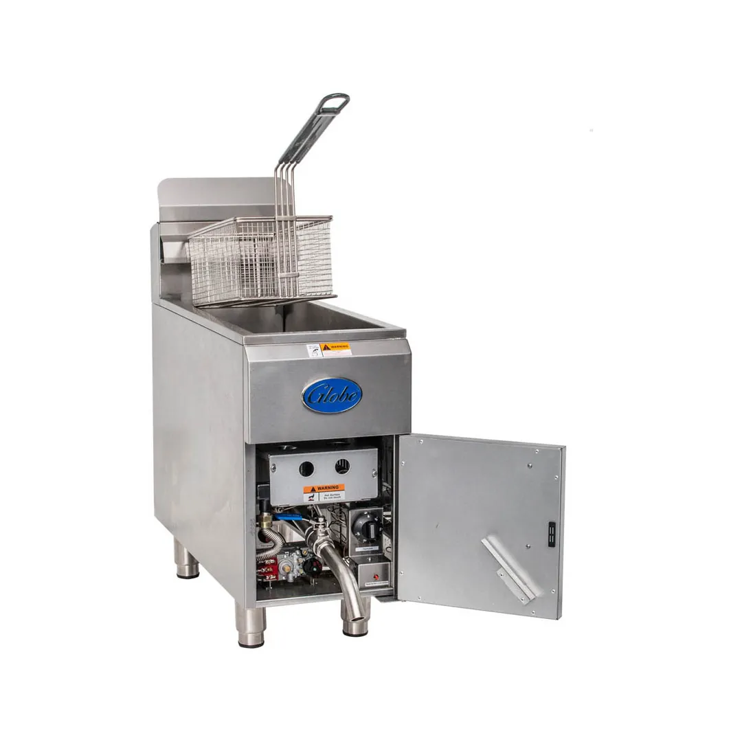 Globe GF15G Full Pot Countertop Gas Fryer w/ 15 lbs Capacity, 1 Basket, Natural Gas, 26,500 BTU