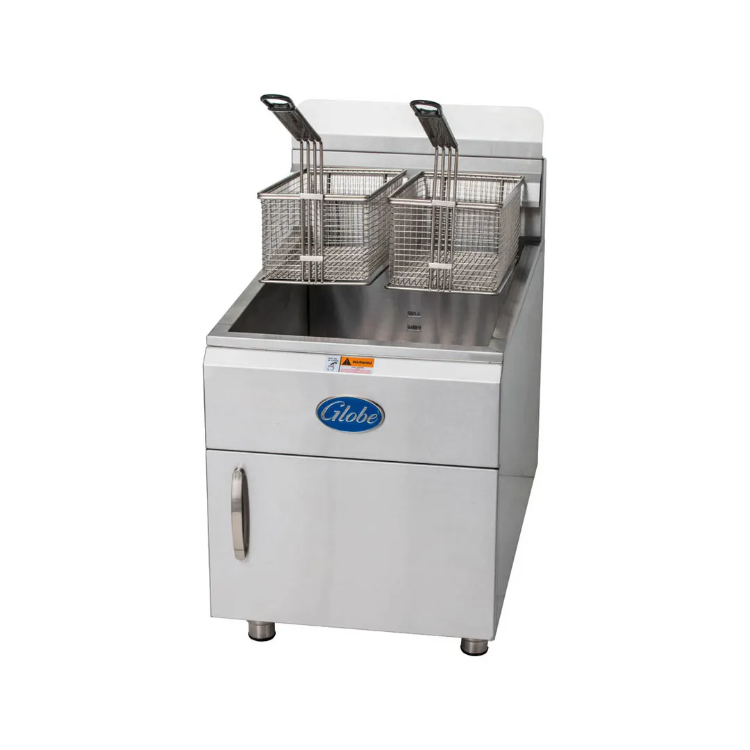 Globe GF30G Full Pot Countertop Gas Fryer w/ 30 lbs Capacity, 2 Baskets, Natural Gas, 53,000 BTU