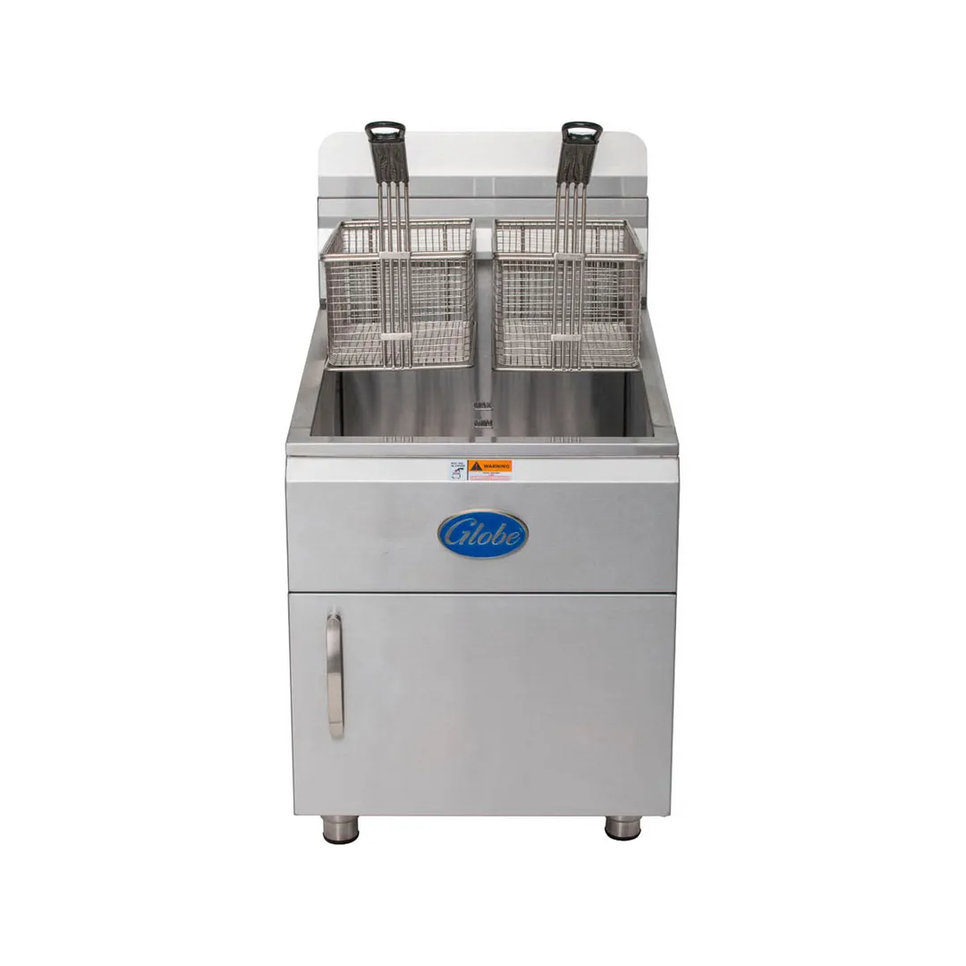 Globe GF30G Full Pot Countertop Gas Fryer w/ 30 lbs Capacity, 2 Baskets, Natural Gas, 53,000 BTU