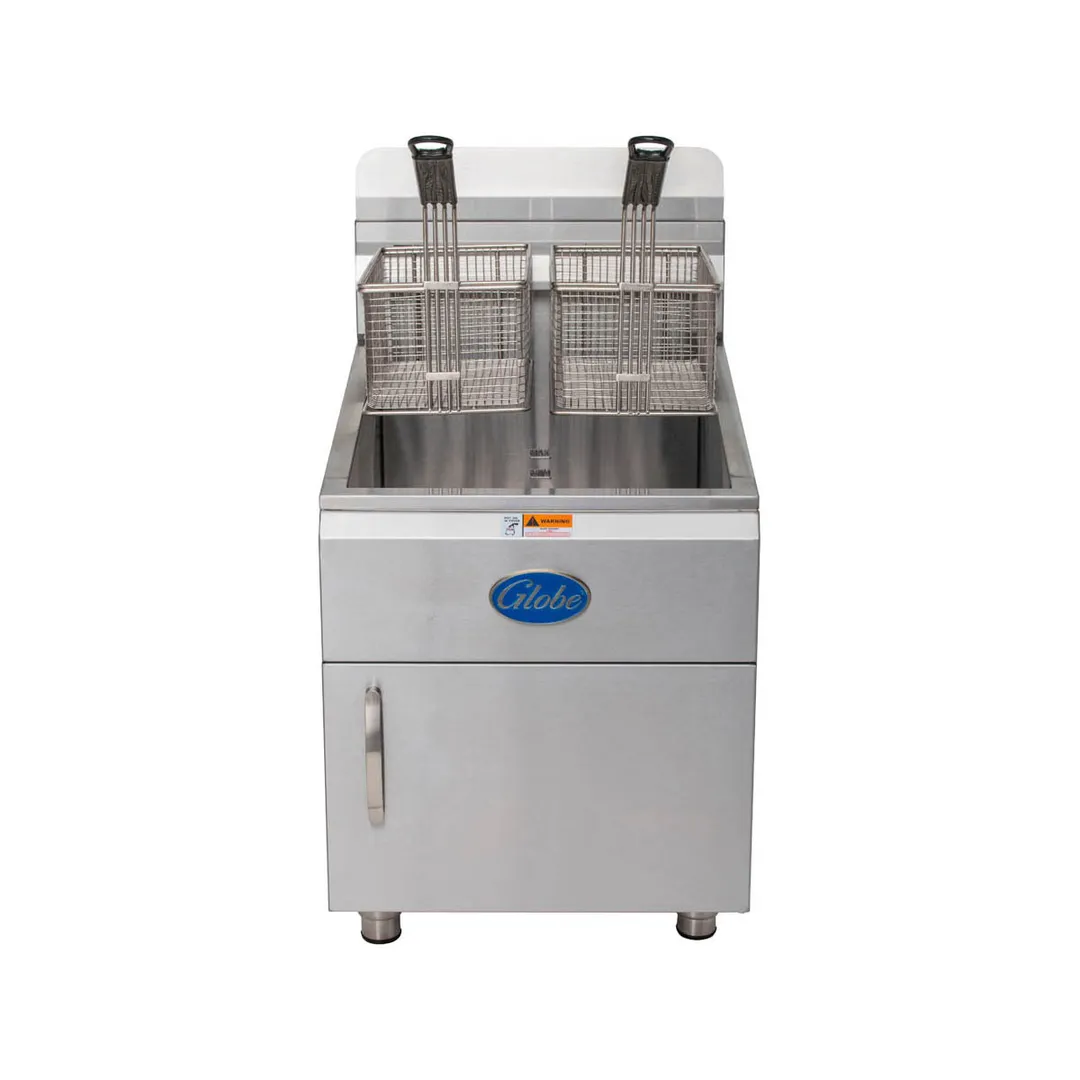 Globe GF30PG Full Pot Countertop Gas Fryer w/ 30 lbs Capacity, 2 Baskets, LP Gas, Thermostatic