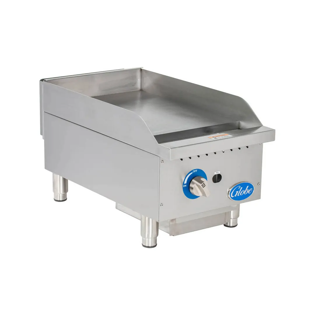 Globe GG15G 15" Countertop Gas Griddle, Manual Controls, 1" Steel Plate, 30.000 BTU