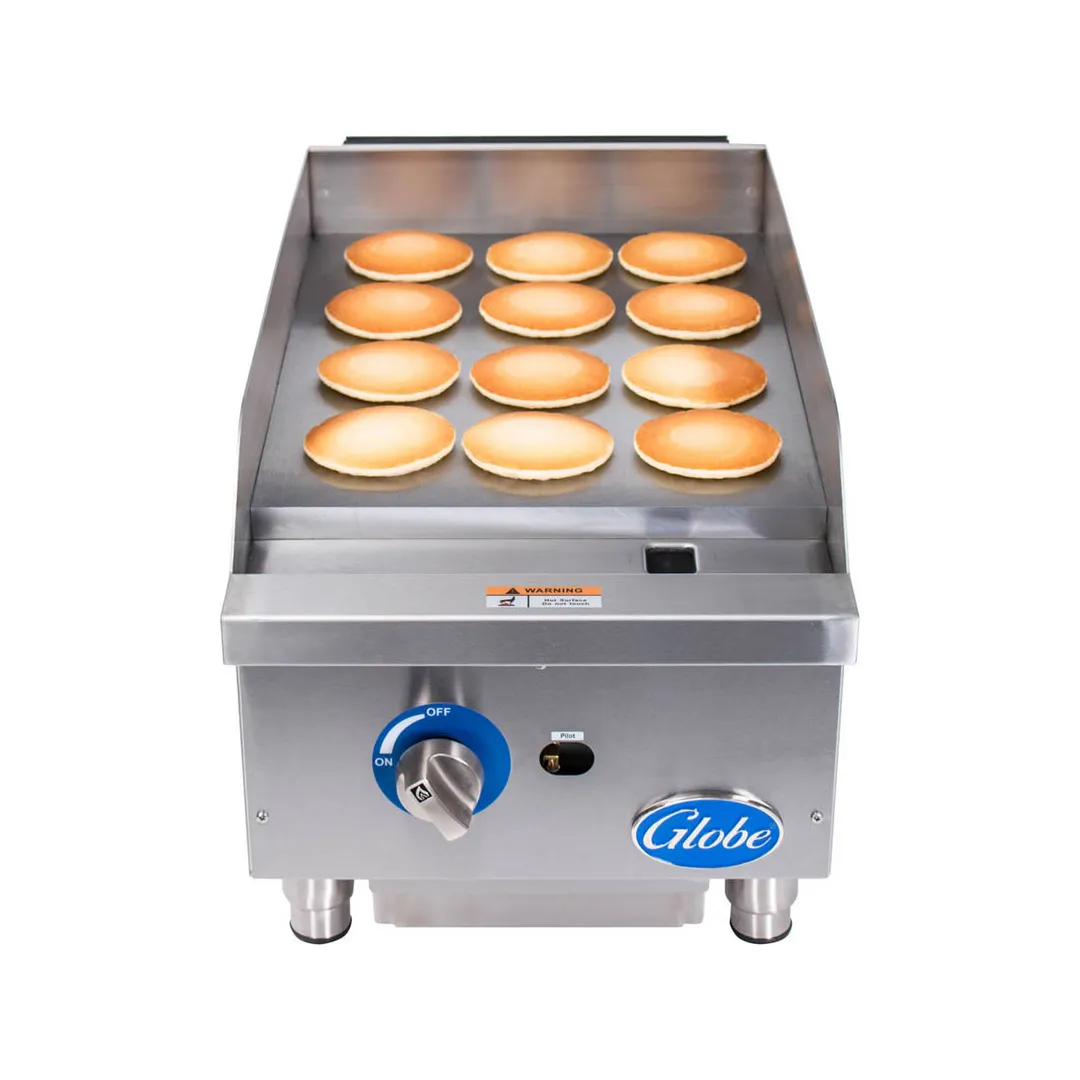 Globe GG15G 15" Countertop Gas Griddle, Manual Controls, 1" Steel Plate, 30.000 BTU