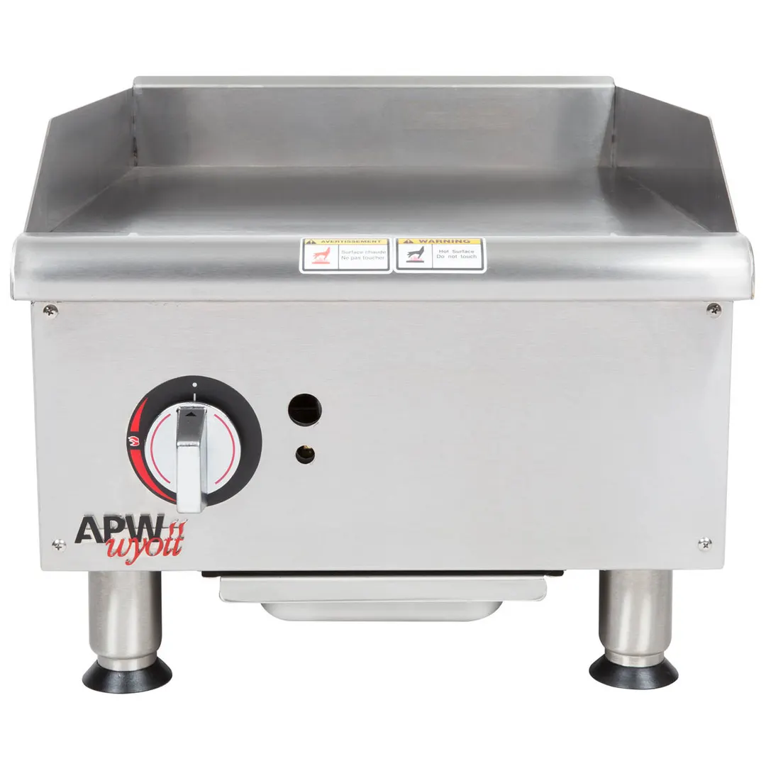 APW Wyott GGM-18S 18" Countertop Gas Griddle with Manual Controls, 3/4" Steel Plate, 20.000 BTU
