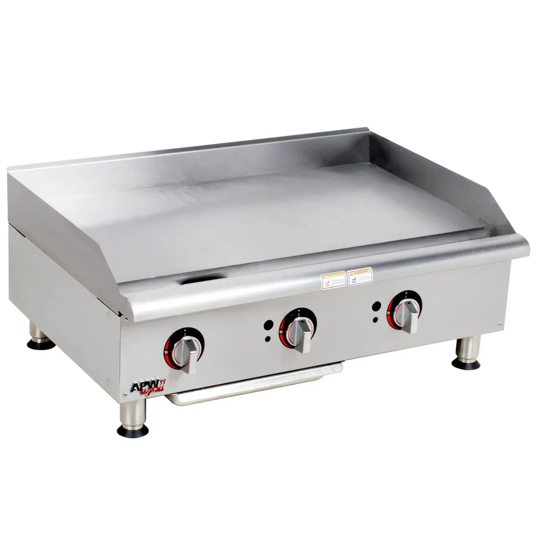 APW Wyott GGM-36S 36" Countertop Gas Griddle with Manual Controls, 3/4" Steel Plate, 60.000 BTU