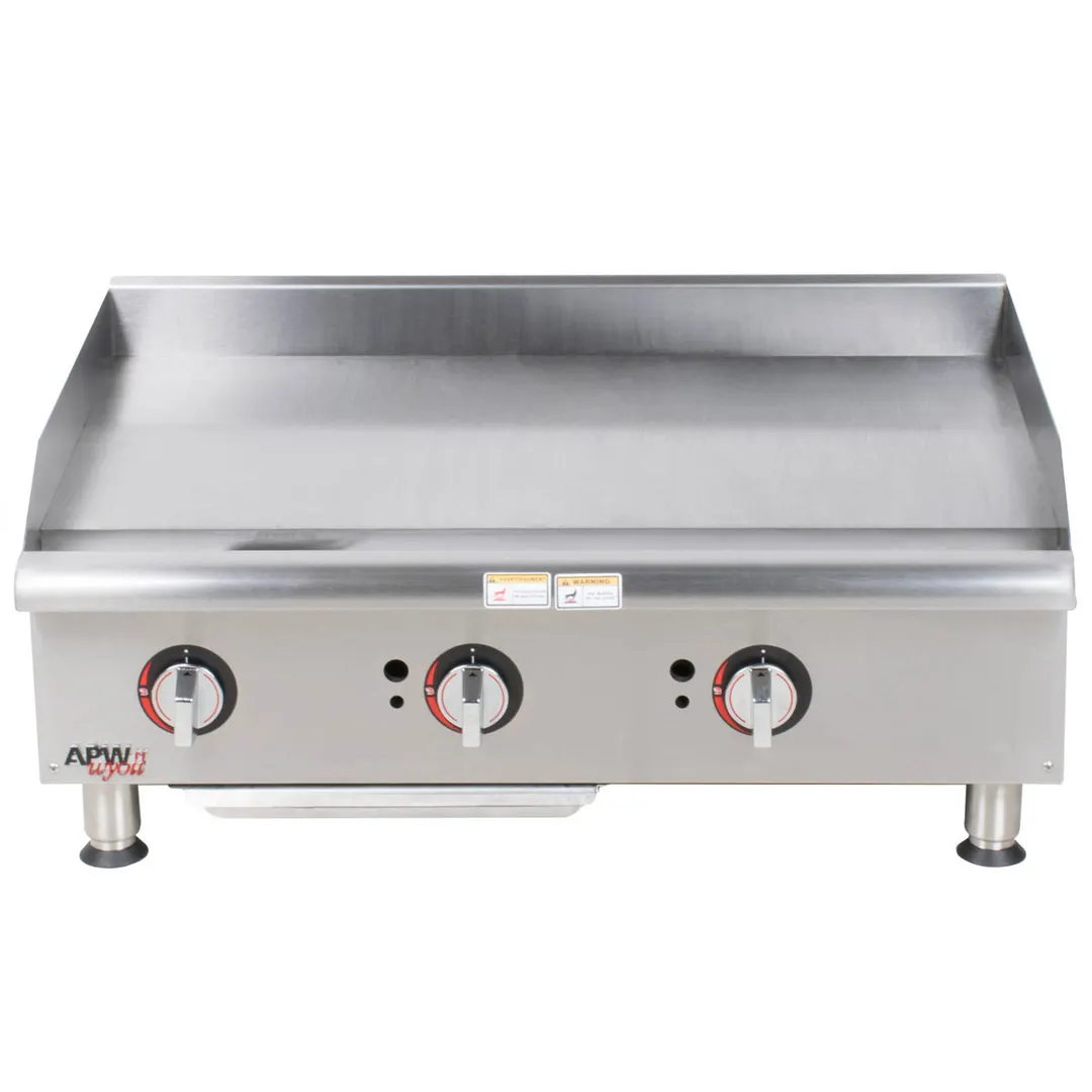 APW Wyott GGM-36S 36" Countertop Gas Griddle with Manual Controls, 3/4" Steel Plate, 60.000 BTU