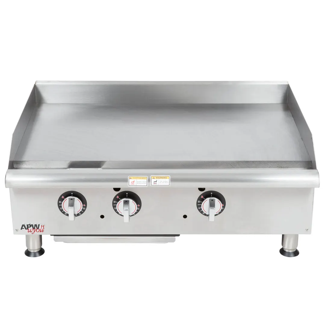 APW Wyott GGT-36S 36" Countertop Gas Griddle with Thermostatic Controls, 3/4" Steel Plate, 60.000 BTU