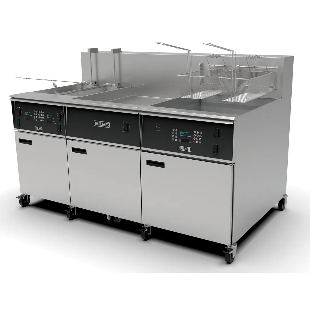 Giles EOF-10-10/FFLT/24 Multiple Battery Electric Fryer w/ (2) 55-Lb. & (1) 170-Lb. Vats, Auto Basket Lift