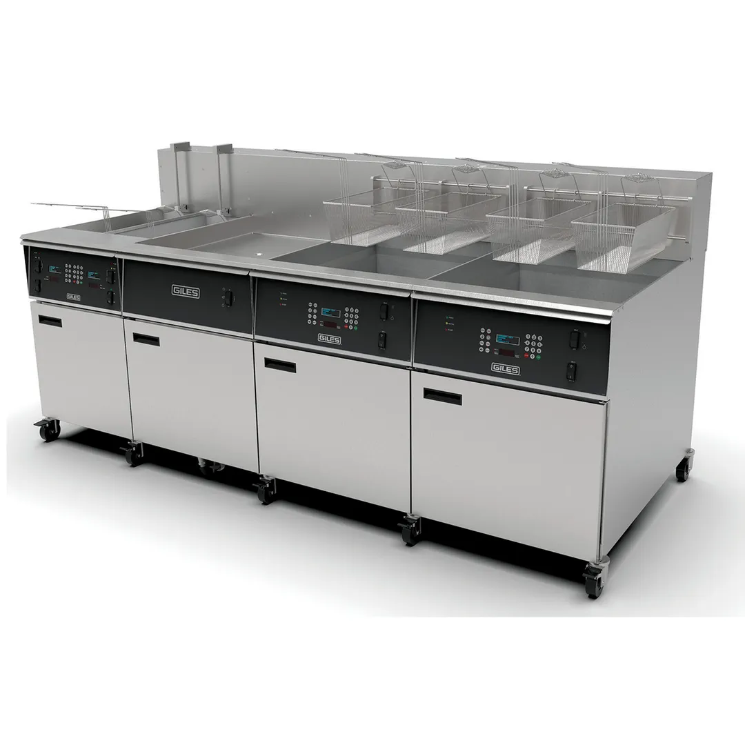Giles EOF-10-10/FFLT/24/24 Multiple Battery Electric Fryer w/ (2) 55-Lb. & (2) 170-Lb. Vats, Auto Basket Lift