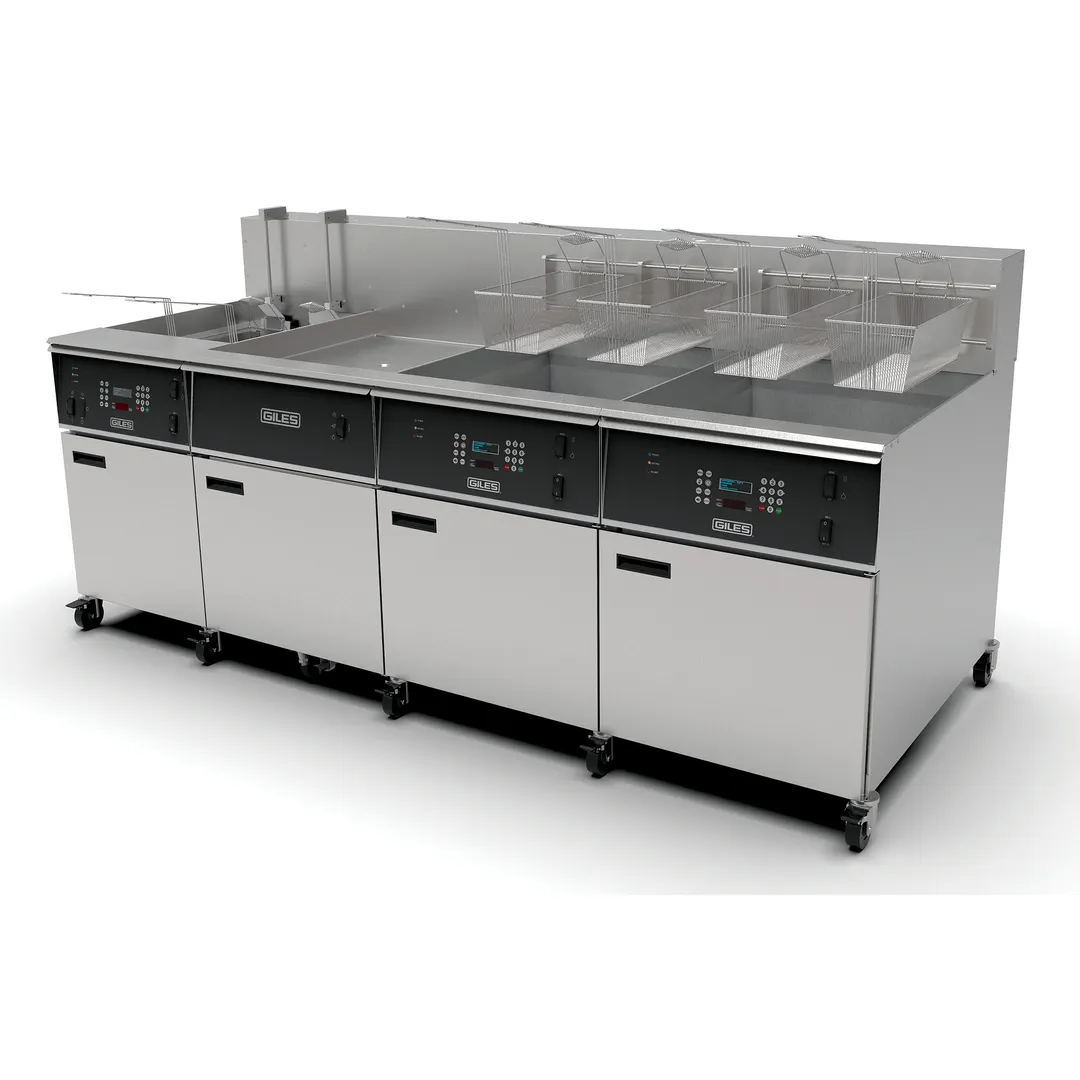 Giles EOF-20/FFLT/24/24 Multiple Battery Electric Fryer w/ (2) 155-Lb. & (2) 170-Lb. Vats, Auto Basket Lift
