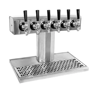 Glastender BT-6-PB Tee Draft Beer / Wine Dispensing Tower w/ (1) 5" Tower, 6 Faucets, Air-Cooled