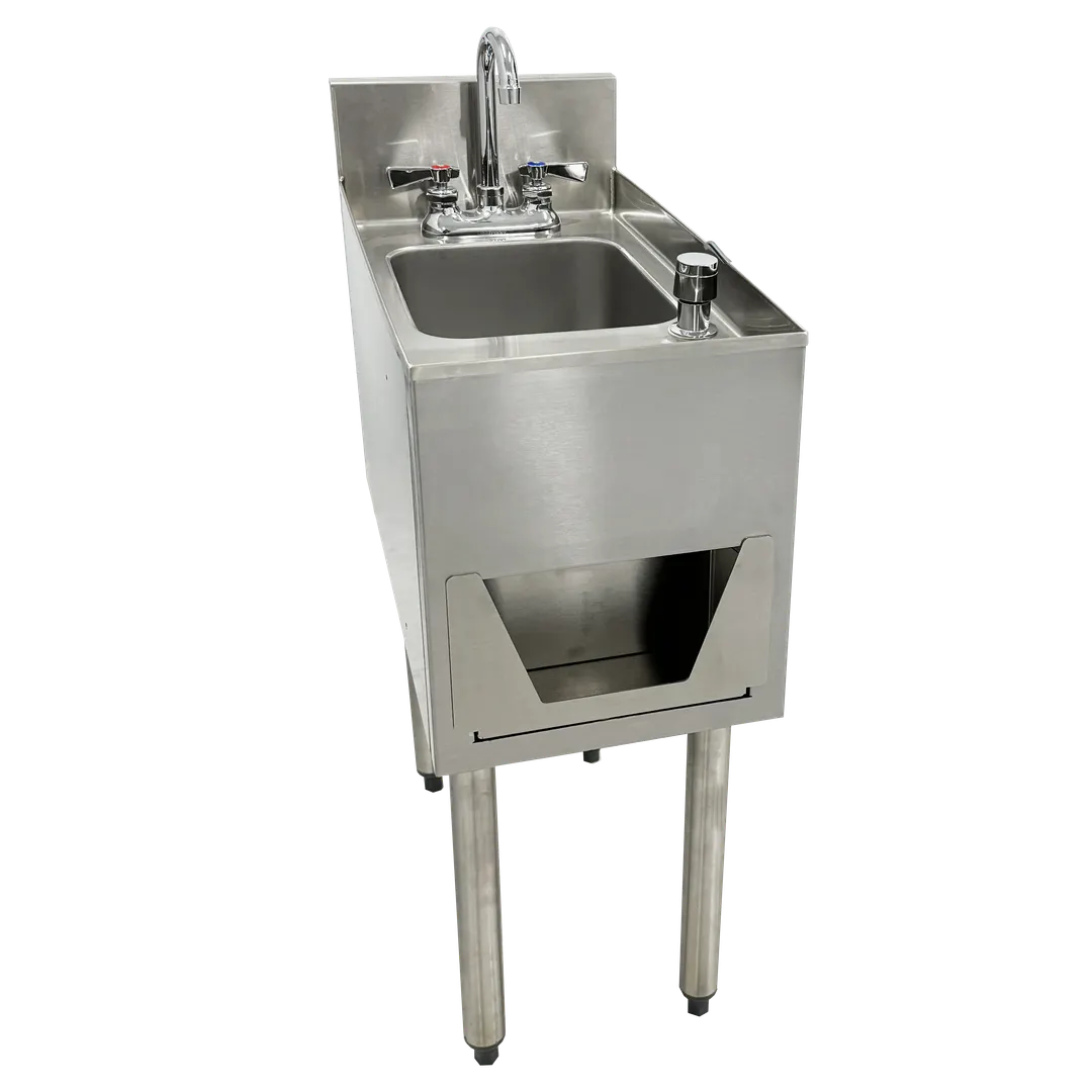 Glastender C-DHSB-12 12" Free Standing Underbar Hand Sink Unit with Soap & Towel Dispenser