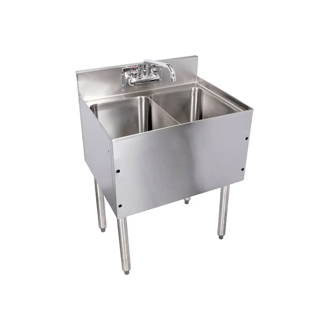Glastender C-DSB-36L 36" 2 Compartment Underbar Sink  w/ 1 Right Drainboard, Deck-Mount Faucet