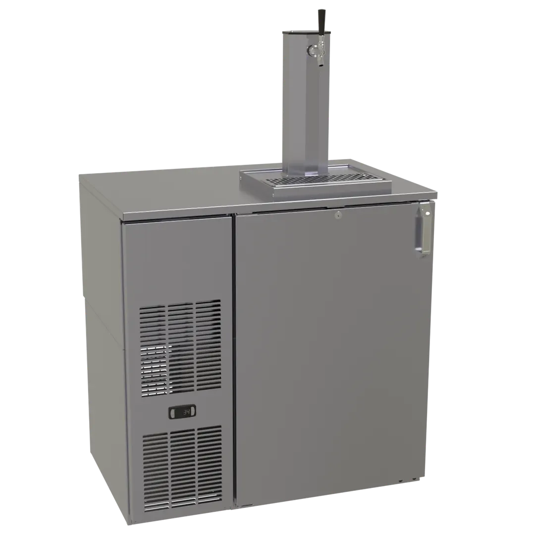 Glastender C1FB36-DD 36" Draft Cooler, 20" Door, Keg Rack, R290 Refrigerant, 1/6 HP, ETL Certified