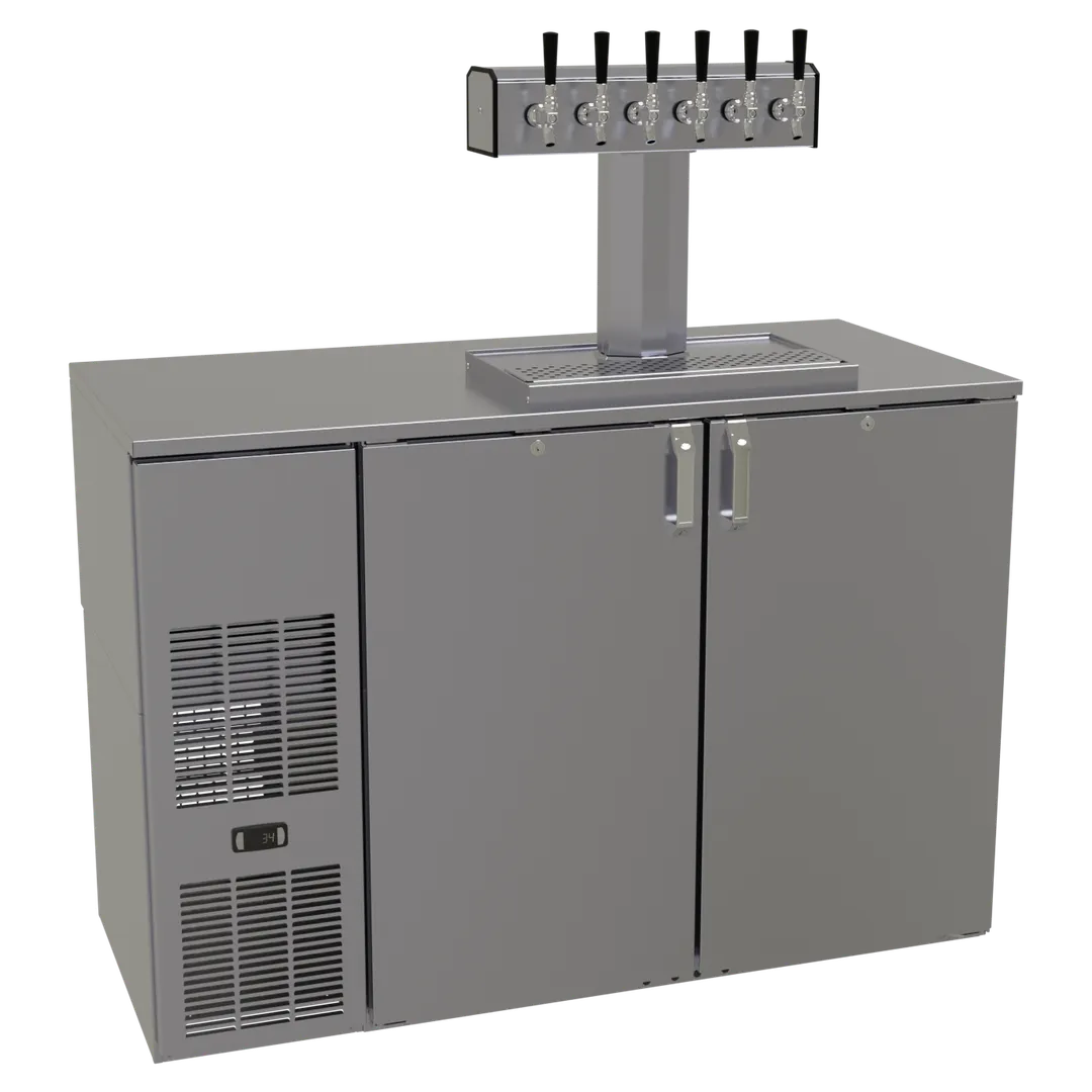 Glastender C1FB52-DD 52" Draft Beer Cooler - Reach-In, 16" Door, Keg Rack, R290, 1/6 HP
