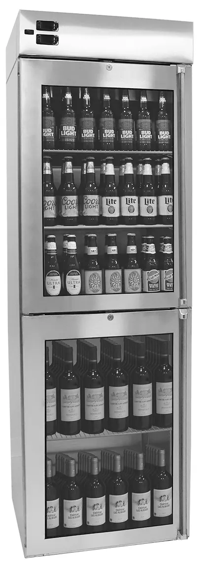 Glastender C2TH24H Refrigerated Back Bar Cabinet w/ 2-Section, 20"W Door Opening, 2-Zone