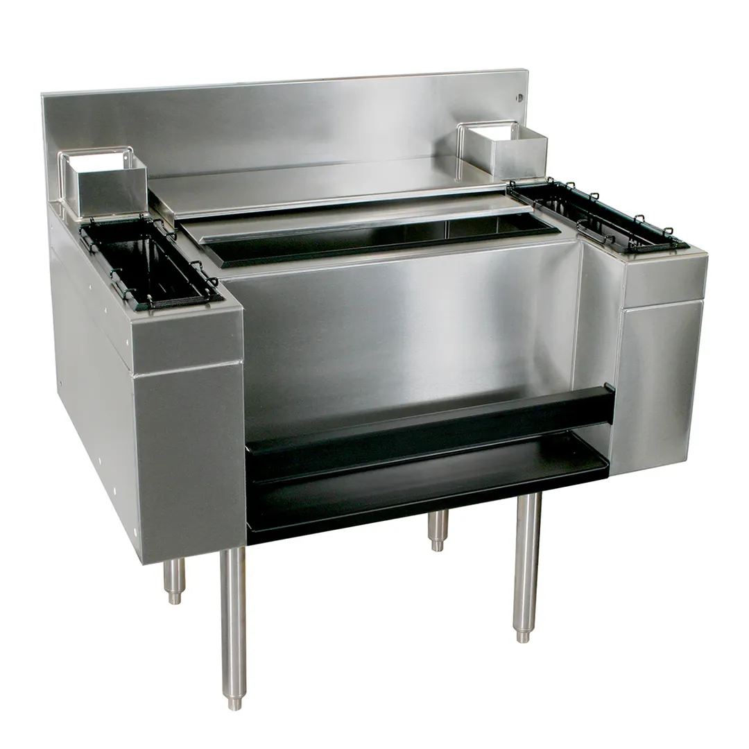 Glastender CBA-36-CP10-CS Bottle Well Bin Underbar Ice Bin/Cocktail Station w/ 67-lbs. Ice Capacity