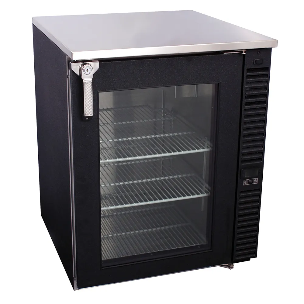 Glastender F1SL44 44" Black Glass Froster, 231 Mugs Capacity, Low Profile