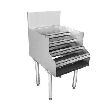 Glastender LDA-12S Freestanding Underbar Liquor Steps, 4 Steps, Stainless Steel, 12"W x 24"D