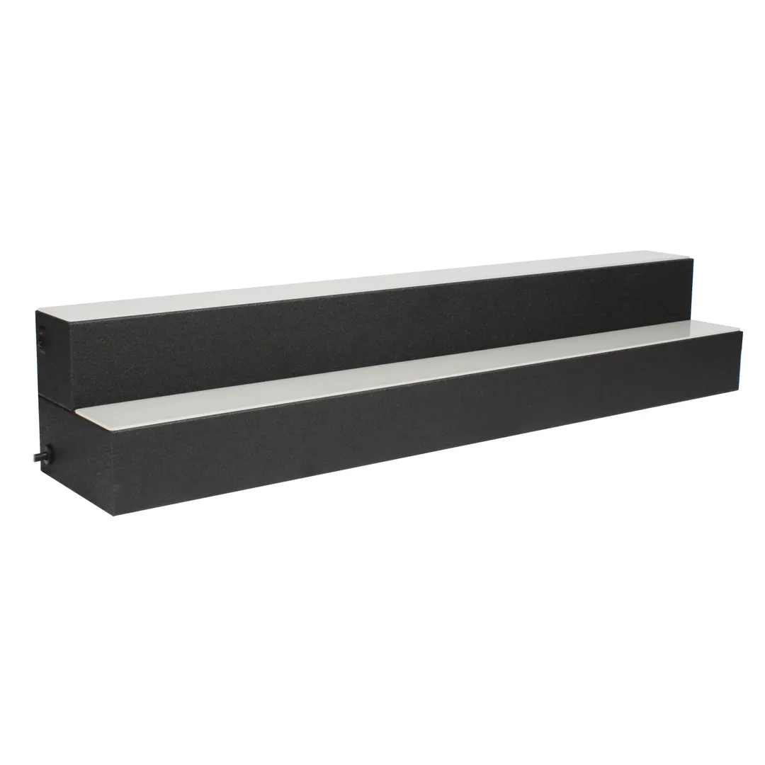 Glastender LLD2-24 2‑Tier Liquor Display, 24" W x 8" D/H, Black Vinyl Frame, LED, 100‑240V AC