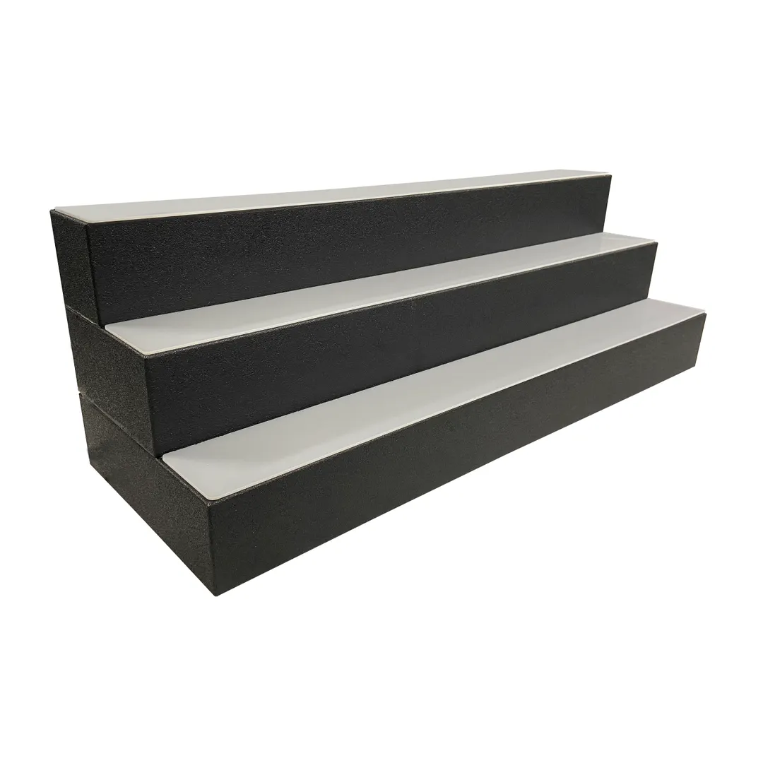 Glastender LLD3-24 3 Tier Liquor Display 24"W x 12"D x 12"H, Black Steel Frame, LED Strips, 100-240V