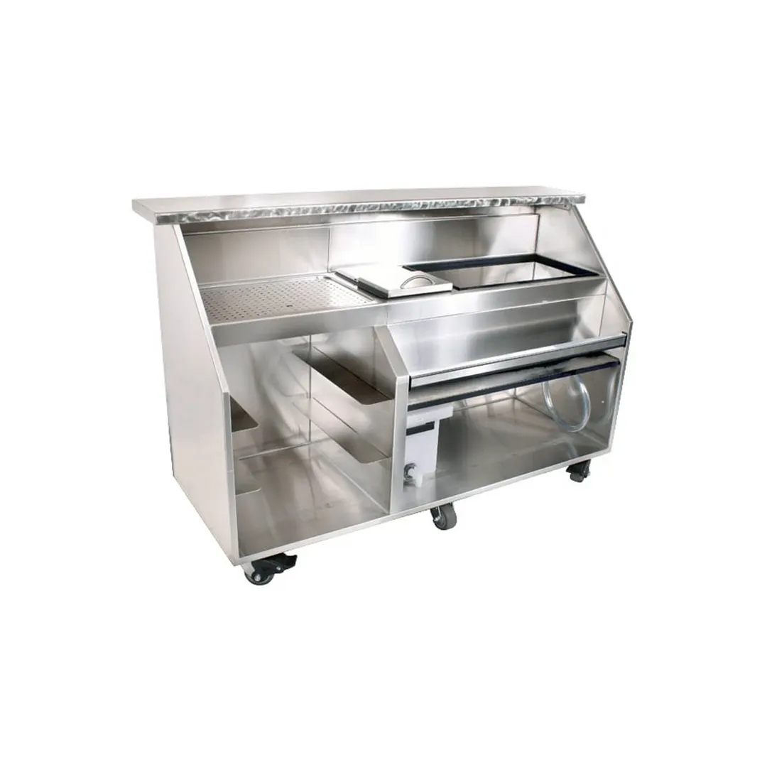 Glastender PBG66-18 50 lb. Ice Bin-66" Portable Bar-Stainless Steel Exterior