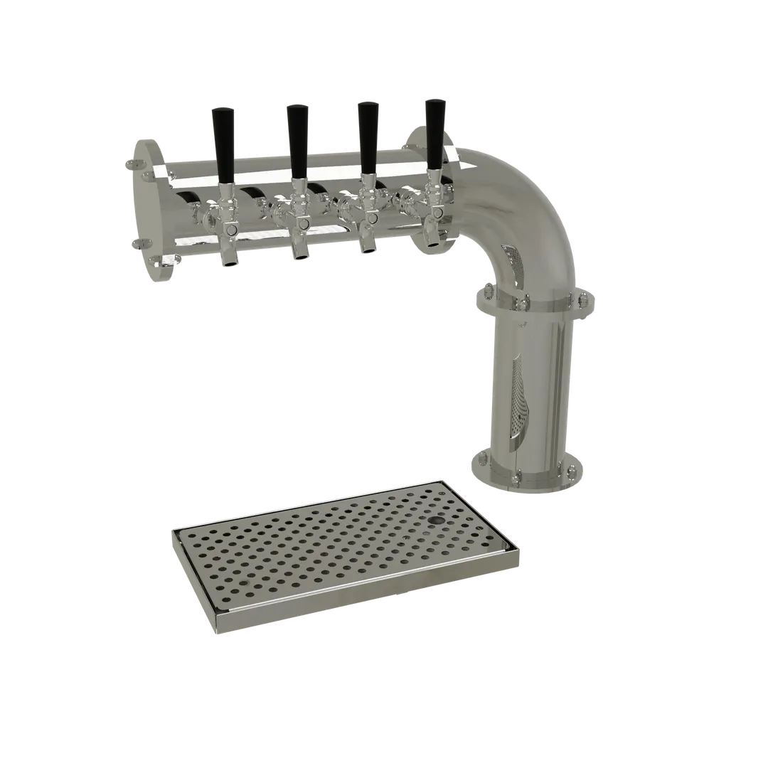 Glastender PC-4-MFR Draft Tower, Countertop, 4 Faucets, Glycol, 1 4" Column, Mirror Finish