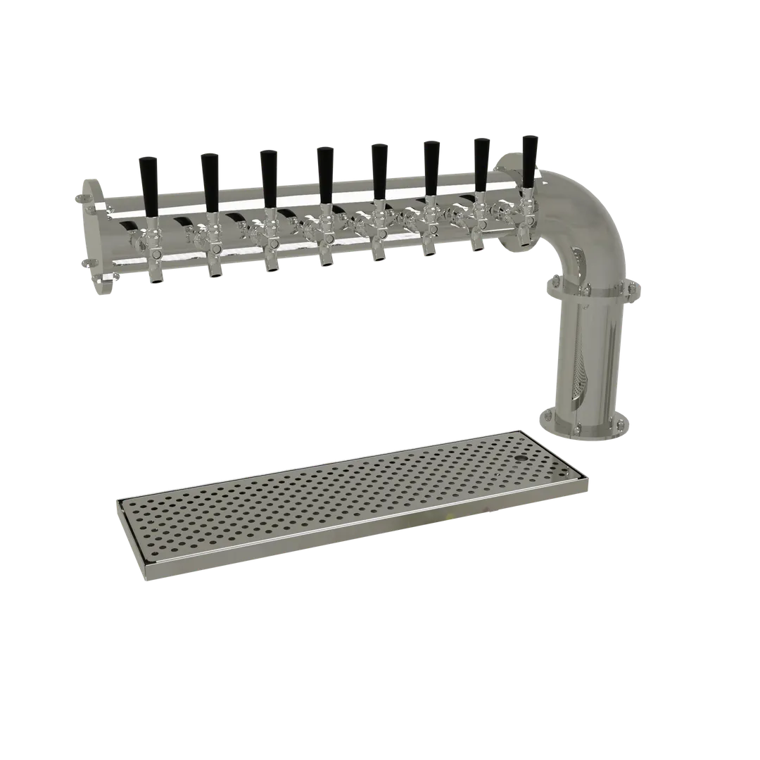 Glastender PC-8-MFR Draft Tower, 8‑SS Steel Faucets, Glycol‑Cooled, 1 4" Column, Mirror‑Finish
