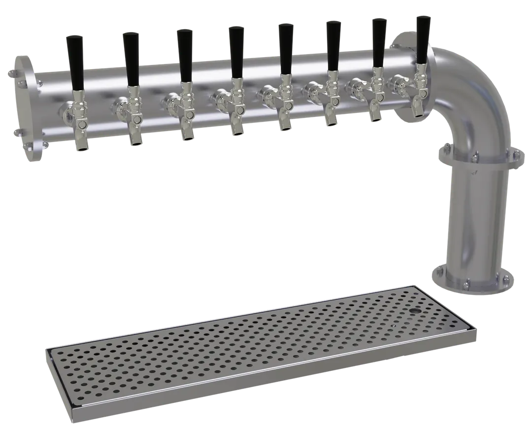Glastender PC-8-SSR Draft Tower, 8-Stainless Faucets, Glycol, 1 4" Column, ColdPlate, Drain, Finish