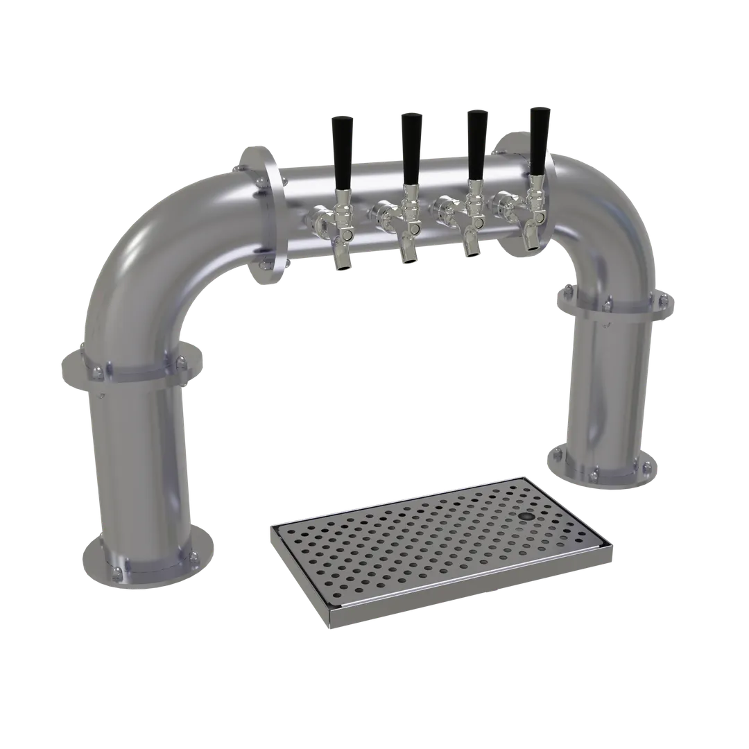 Glastender PP-4-SSR Pipe Draft Tower, Countertop, 4 Faucets, Glycol‑Cooled, 2 4" Columns, Stainless