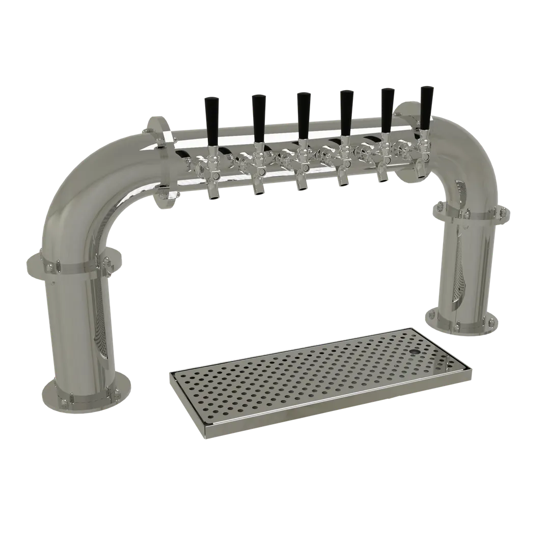 Glastender PP-6-MFR Tower, Countertop, 2×4" Columns, 6 Steel Faucets, Glycol‑Cooled, Mirror Finish