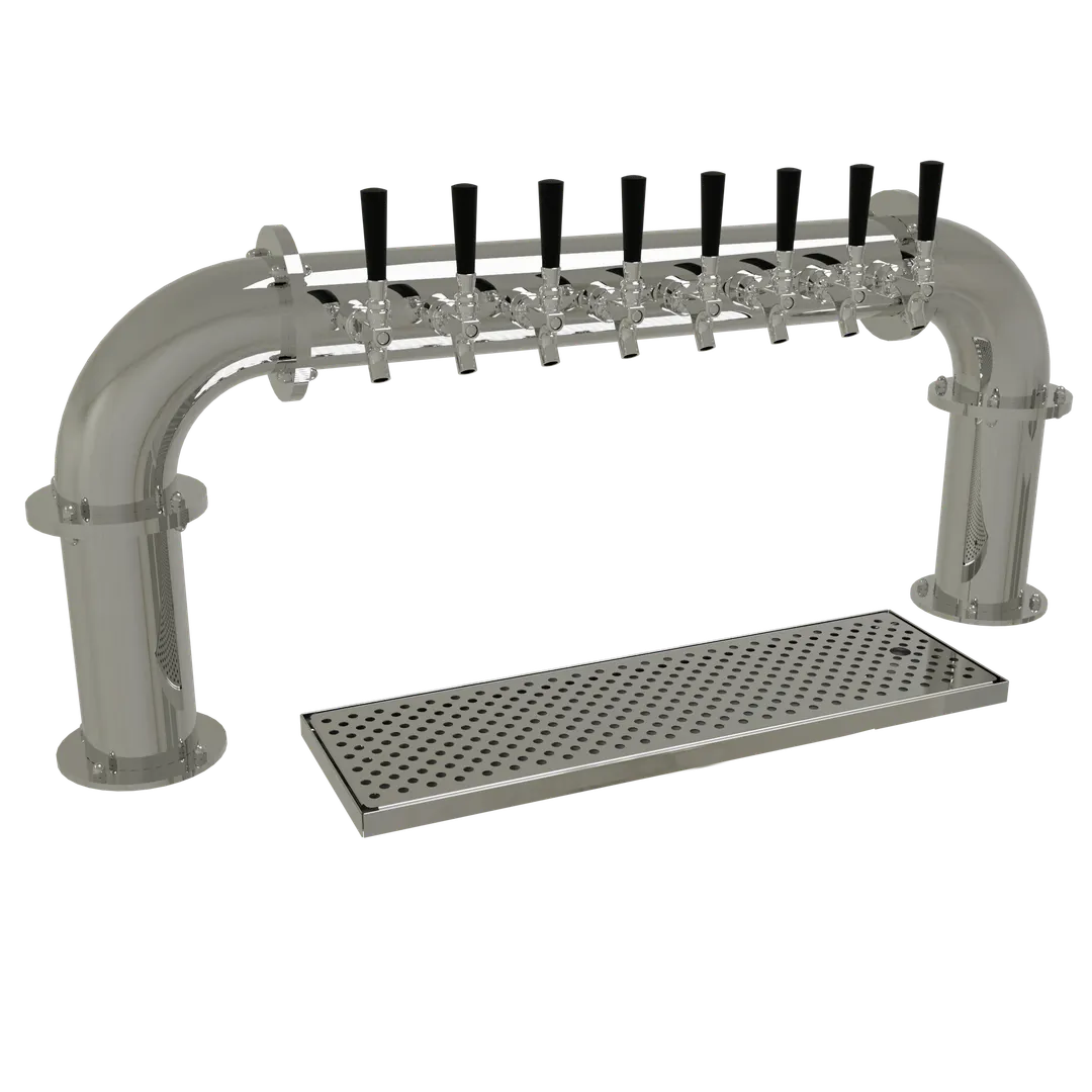 Glastender PP-8-MFR Draft Tower, 2 x 4" Columns, 8 Faucets, Glycol-Cooled Plate, Drain Pan