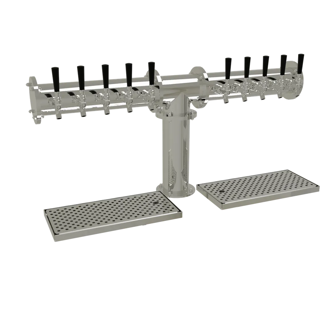 Glastender PT-10-MFR Draft Tower, 4" Column, 10 Stainless Steel Faucets Glycol‑Cooled, Mirror‑Finish