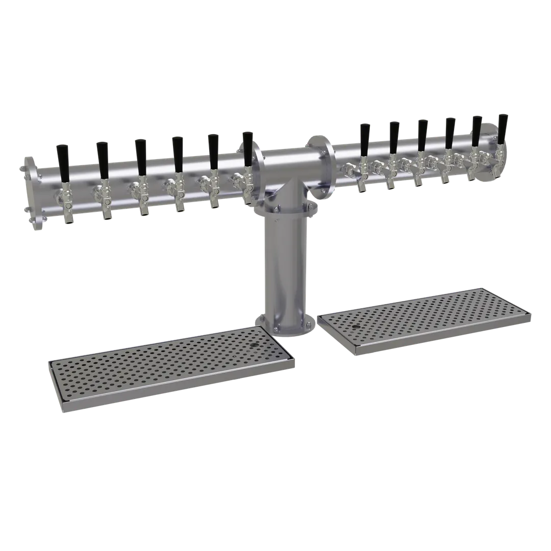 Glastender PT-12-SSR Tap Tower, 12 Faucets, Glycol‑Cooled, 4" Column, Drain Pan, Stainless Finish