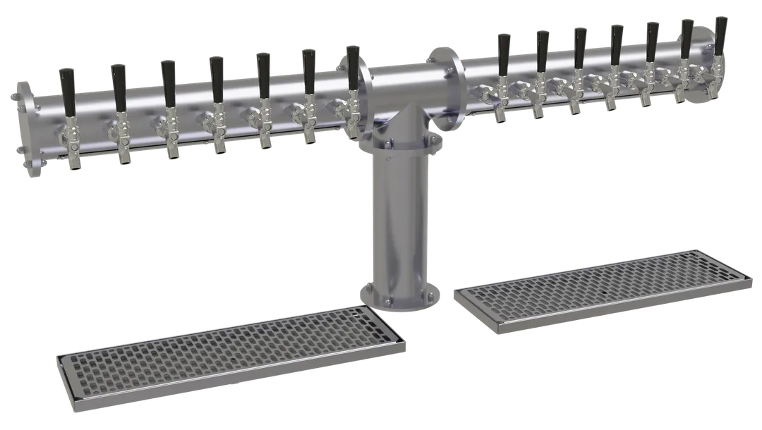 Glastender PT-14-SSR Draft Tower, Countertop, 14 Faucets, Glycol‑Cooled, 4" Column, Stainless Finish