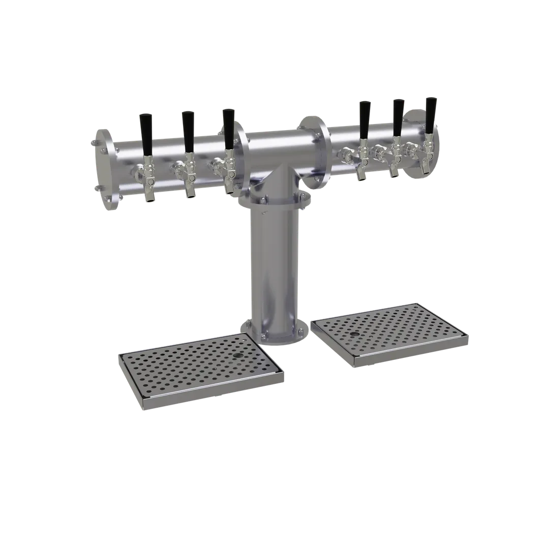 Glastender PT-6-SSR Draft Tower, Ct, 6 SS Faucets, Glycol‑Cooled, 4" Column, Drain Pan, SS Finish