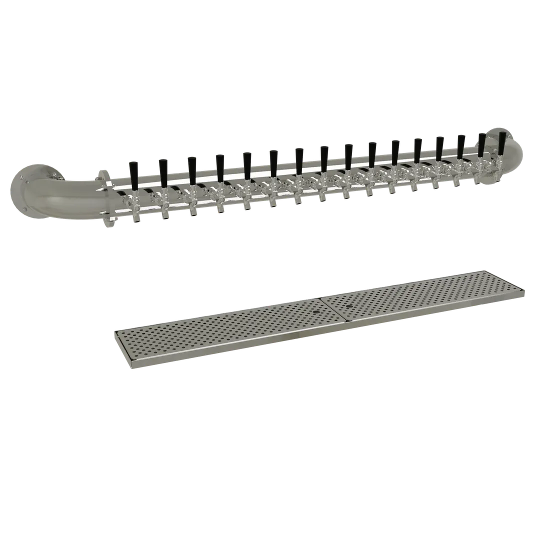 Glastender PW-16-MFR Wall Draft Tower, 16 Stainless Steel Faucets, Cold Plate, Removable Drain Pan