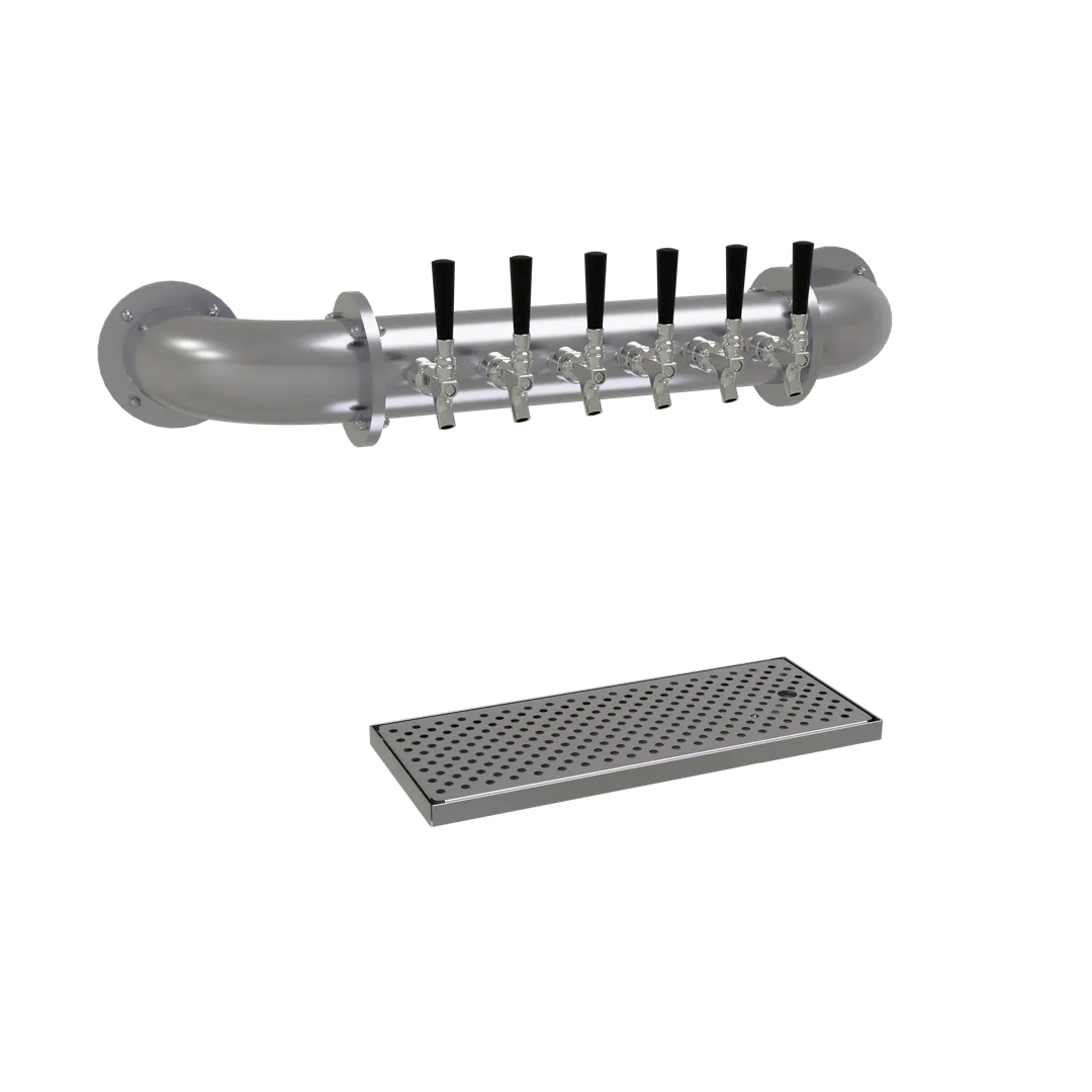Glastender PW-6-SSR Draft Tower – Wall‑Mount, 6 SS Faucets, Glycol‑Cooled, SS Finish